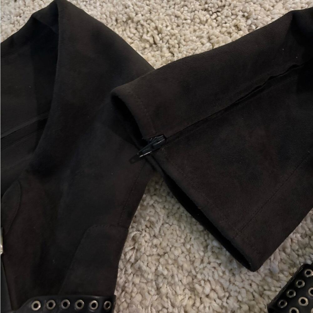 Michael Kors Stretch Suede Nadine Charcoal Tall Heeled Boots Size 6 - Picture 5 of 13